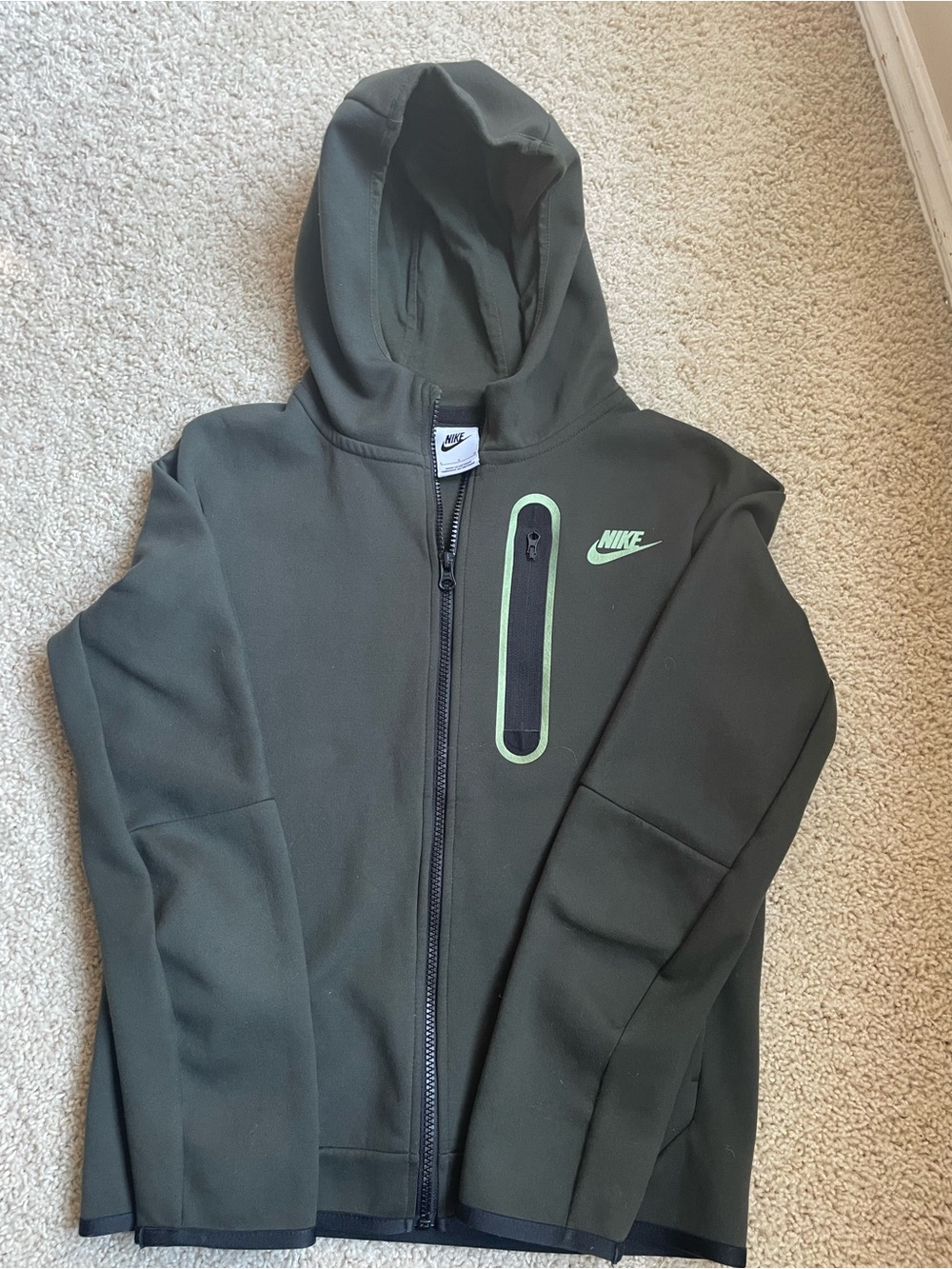 Nike Tech Fleece Big Kids Full Zip Hoodie Green Size L DJ5494-355